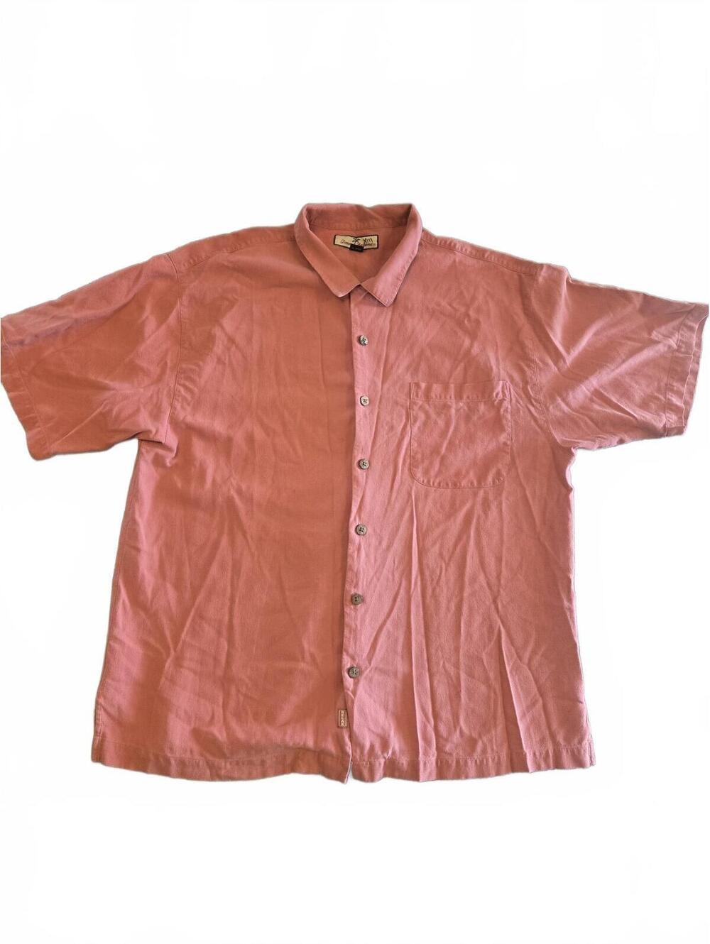 100% Silk Tommy Bahama Button Down Shirt Salmon Sz XL Streetwear